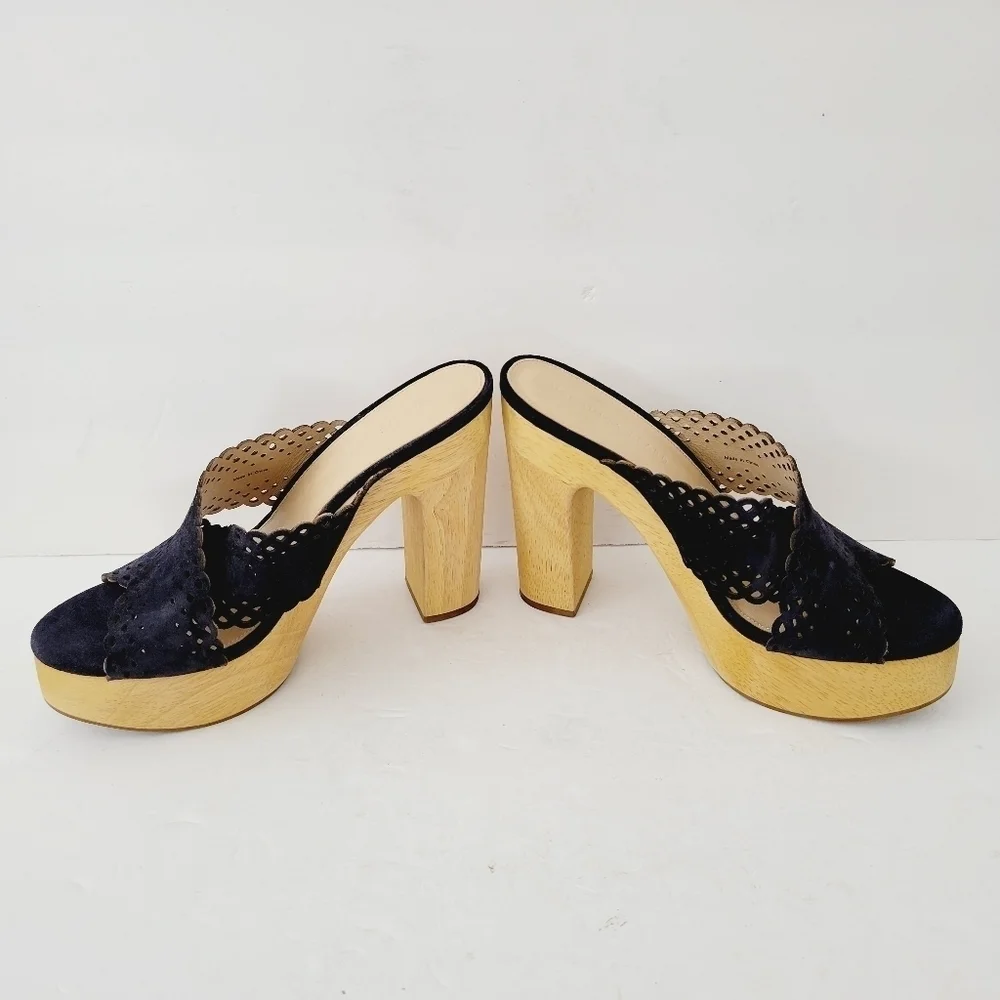 NEW Veronica Beard Gaynor Platform Sandals In Eclipse Navy Size 9.5